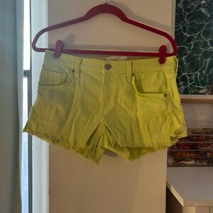 Elizabeth and James Textile denim cutoff shorts lime green